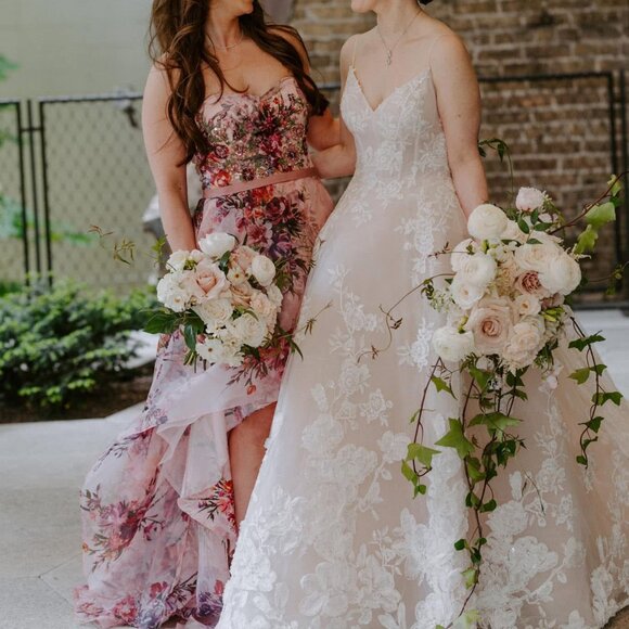 STUNNING Marchesa Notte Pink Floral Print Organza High-Low Gown Size 8 - Picture 10 of 10